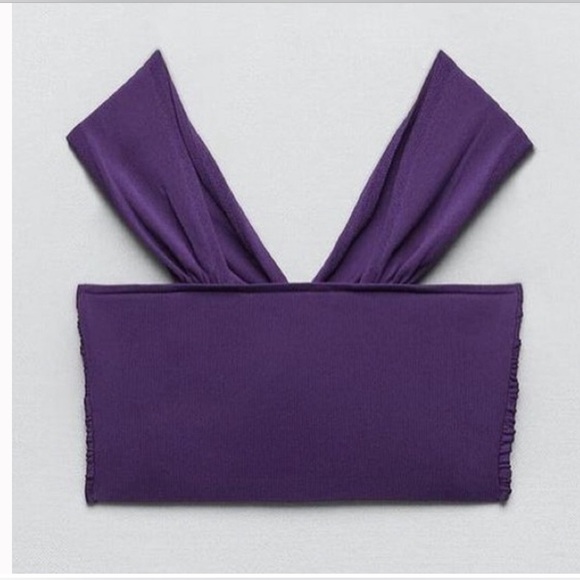 NWT - Zara Purple Knot Cross Knit Crop Top - Size S - Picture 5 of 6